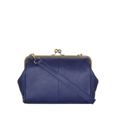 Blue Leather Look Shoulder Bag